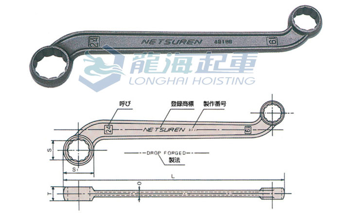 三木NETSUREN曲柄双头梅花扳手尺寸